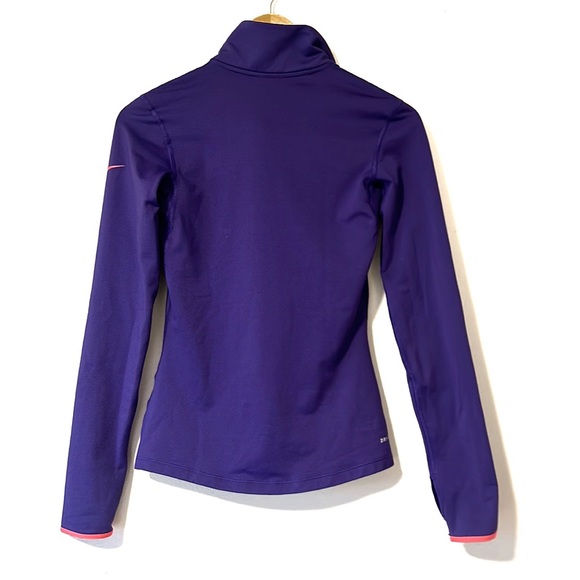Nike Pro Dr-Fit Quarter Zip Long Sleeve Purple Top - Picture 2 of 6
